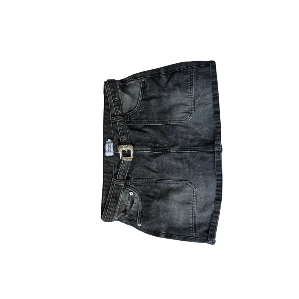 Refuge Size Large Dark Wash Denim Mini Skirt Western Buckle Belt
